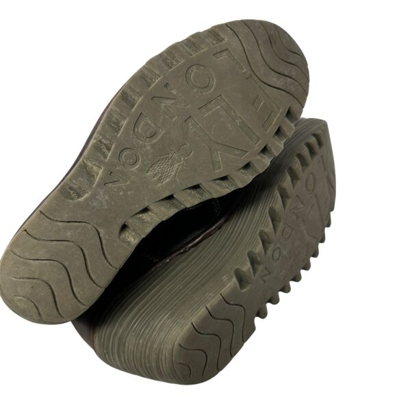 Fly London Dark Brown Leather Lace Up Yip Ruched Ankle Wedge Boots Size 39 -8/5 - Picture 6 of 8